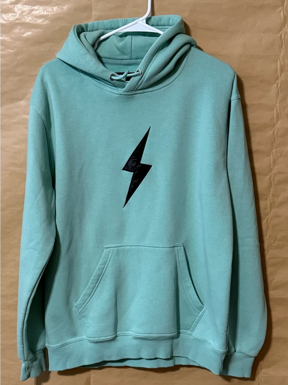 Bruce Bolt Hoodie Men’s Large Mint Green Black Lightning Bolt Baseball